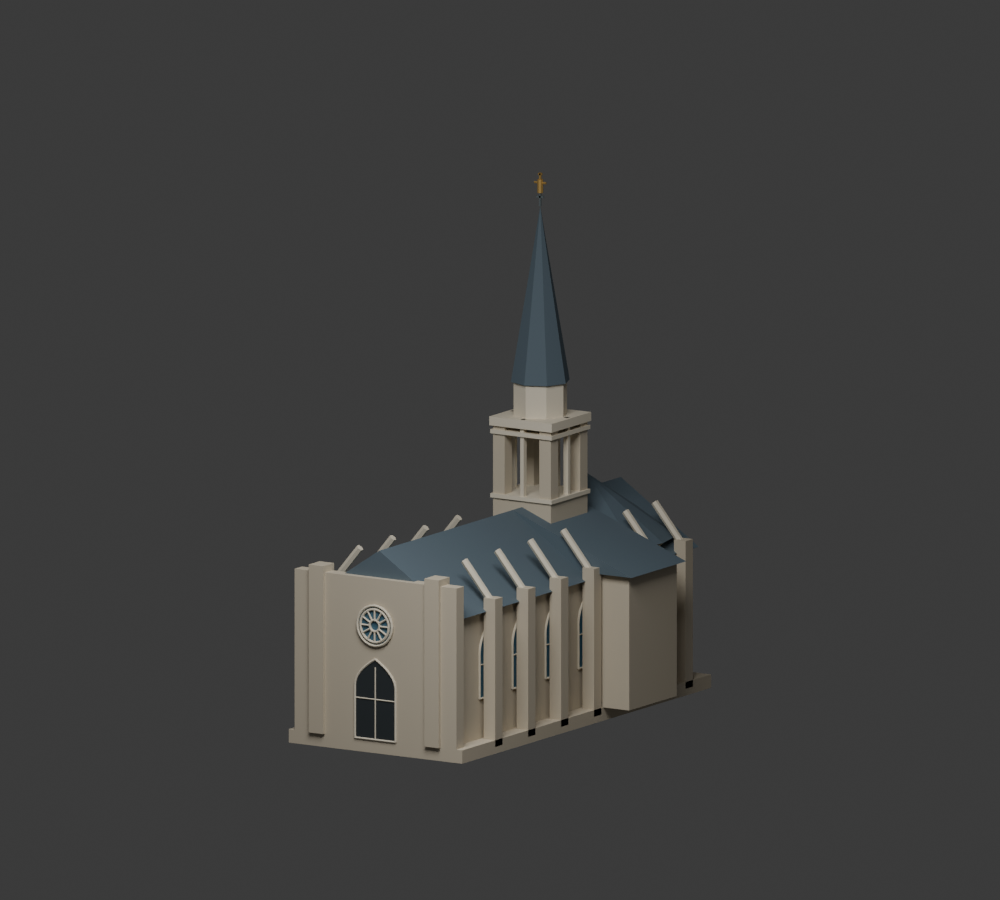 Blender render of Mont-Saint-Michel abbey church