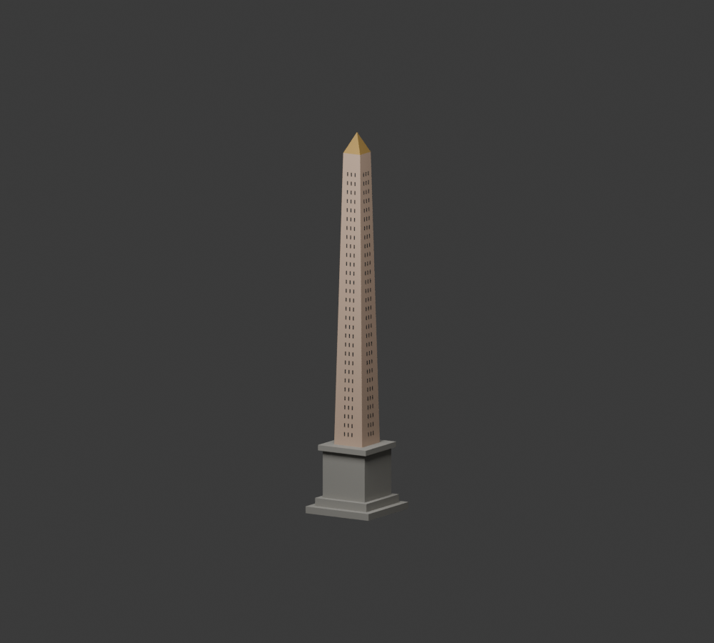 Obélisque de la Concorde with stone pedestal and golden tip
