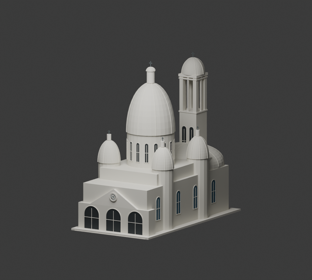 Blender render of Sacré-Cœur's white domes